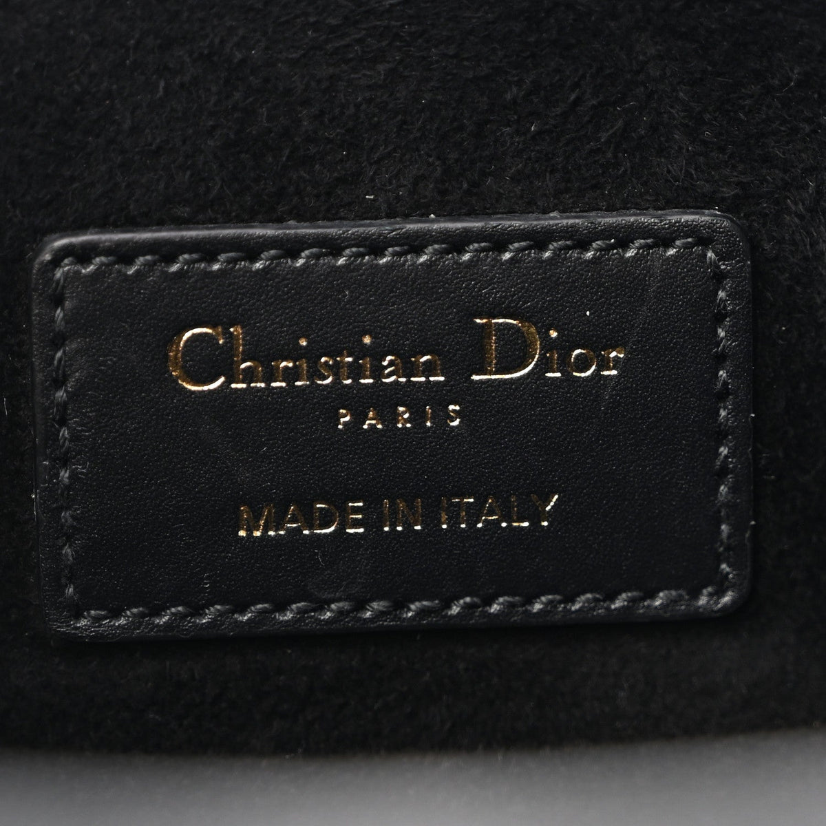 Calfskin CD Embossed Medium C'est Chain Bucket Bag Black