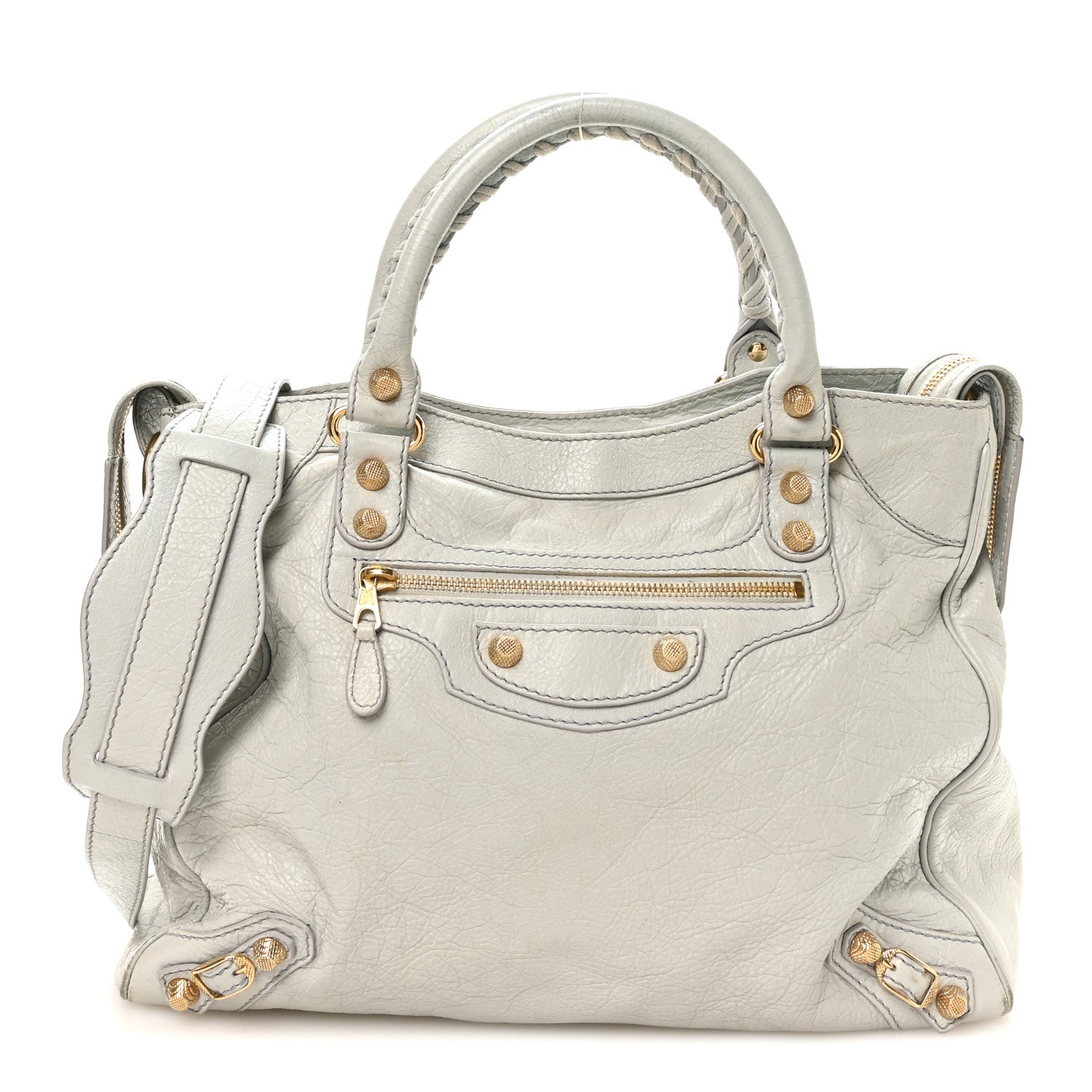 Agneau Giant 12 Gold Hardware Velo Gris Glace