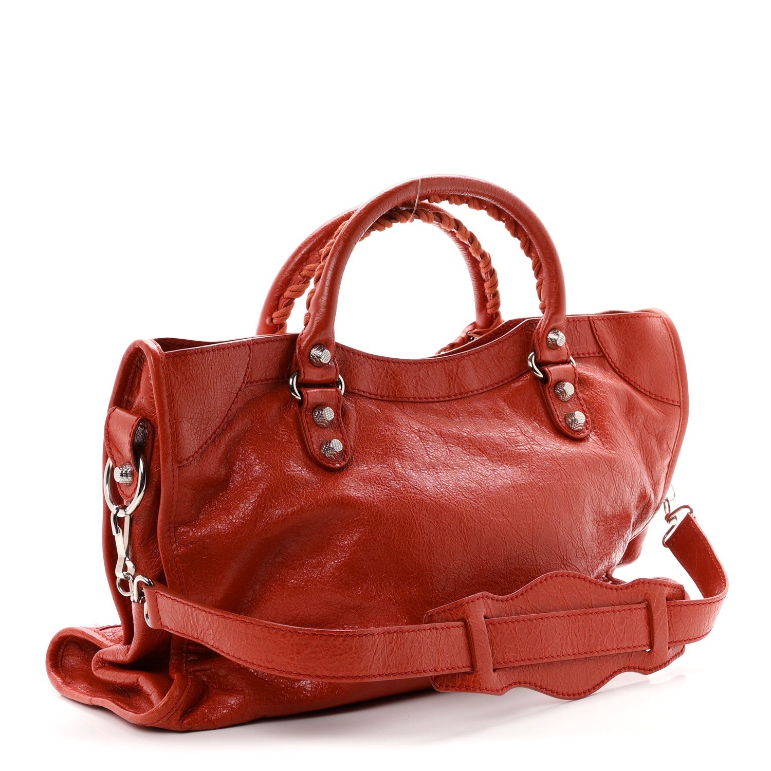 Agneau Giant 12 Silver Hardware City Rouge Ambre
