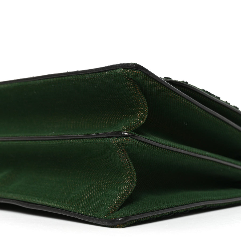 Velvet Oblique Diorama Satchel Black Green Pink
