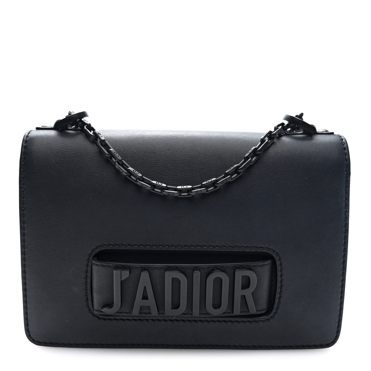 Ultra Matte Calfskin J'Adior Chain Flap Bag Black