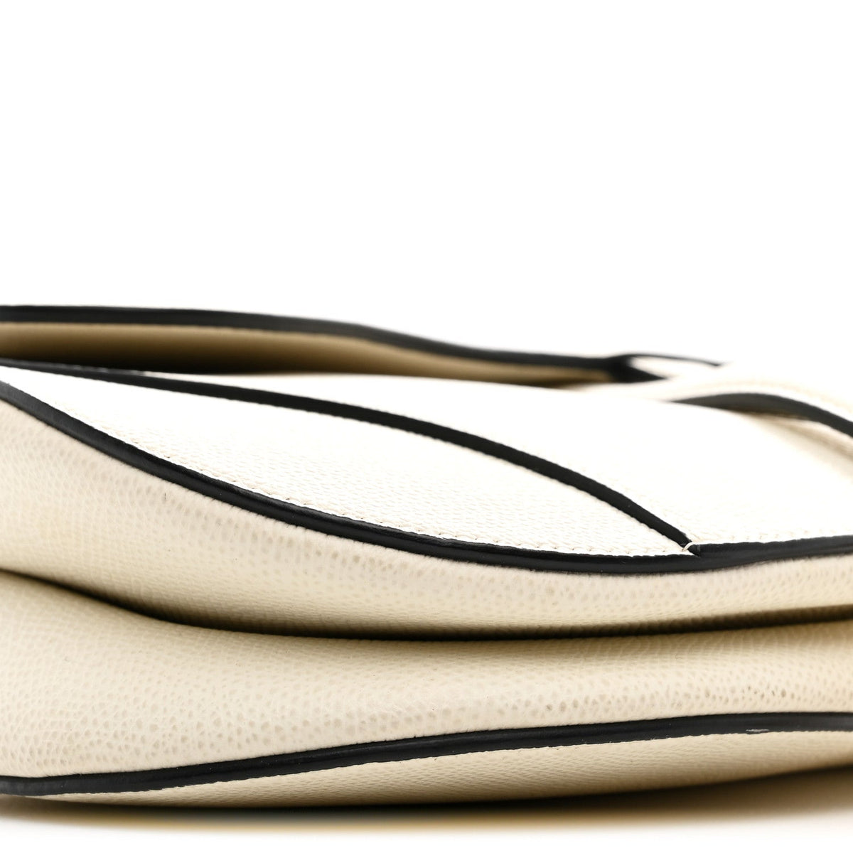 Grained Calfskin Saddle Bag White