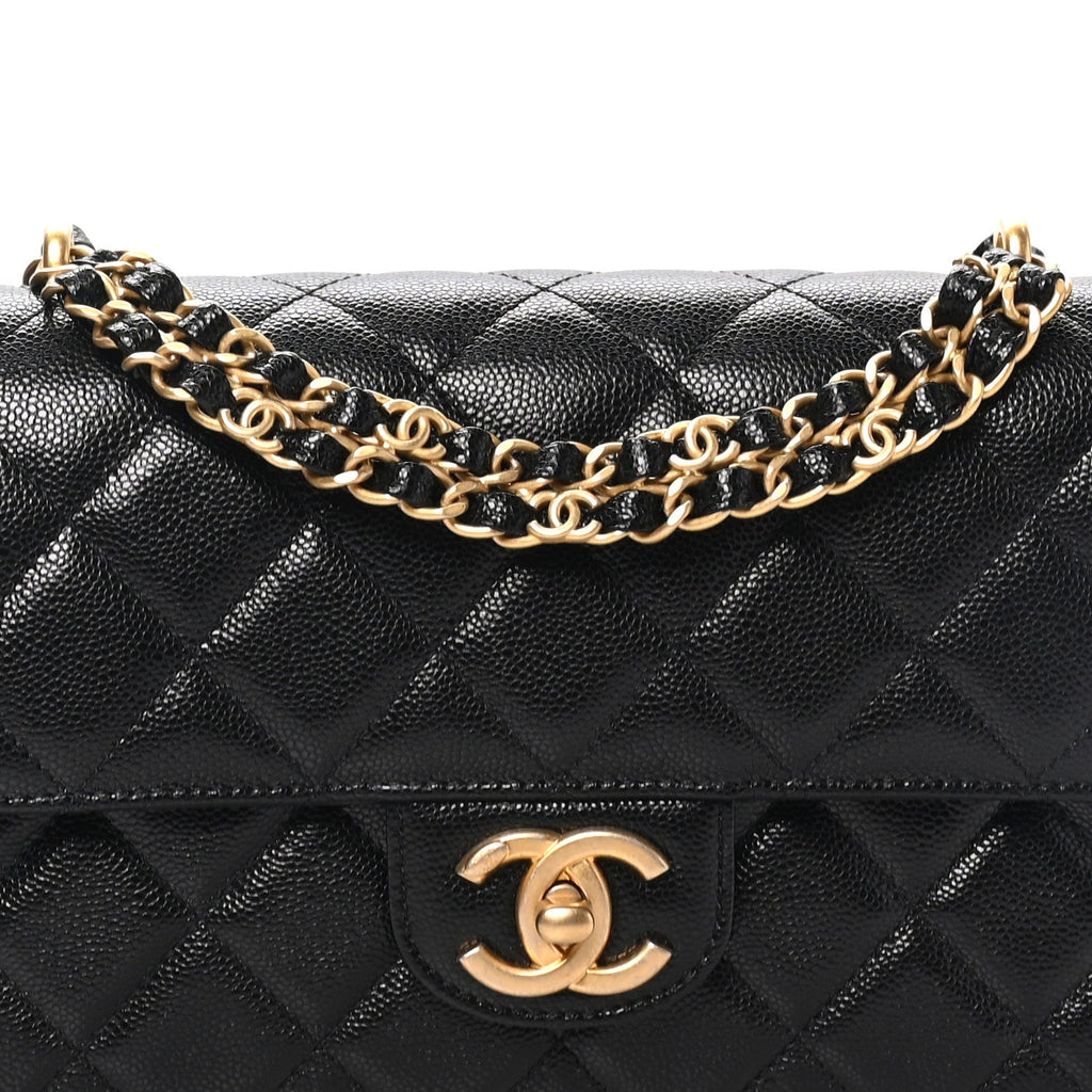 Caviar Quilted Small Coco First Flap Black