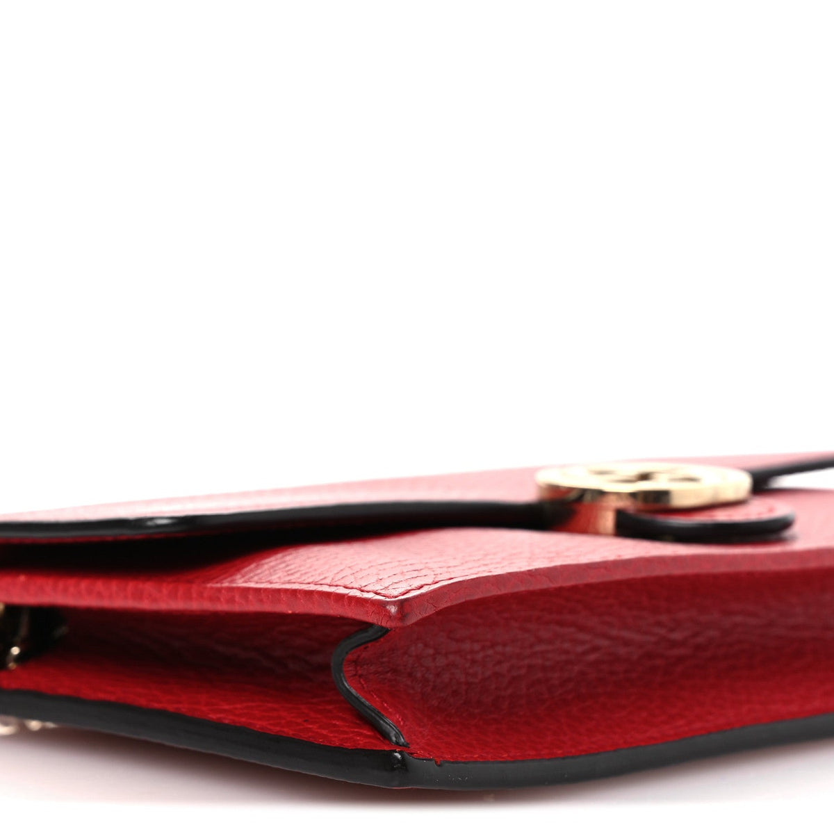 Dollar Calfskin Interlocking G Chain Wallet Red