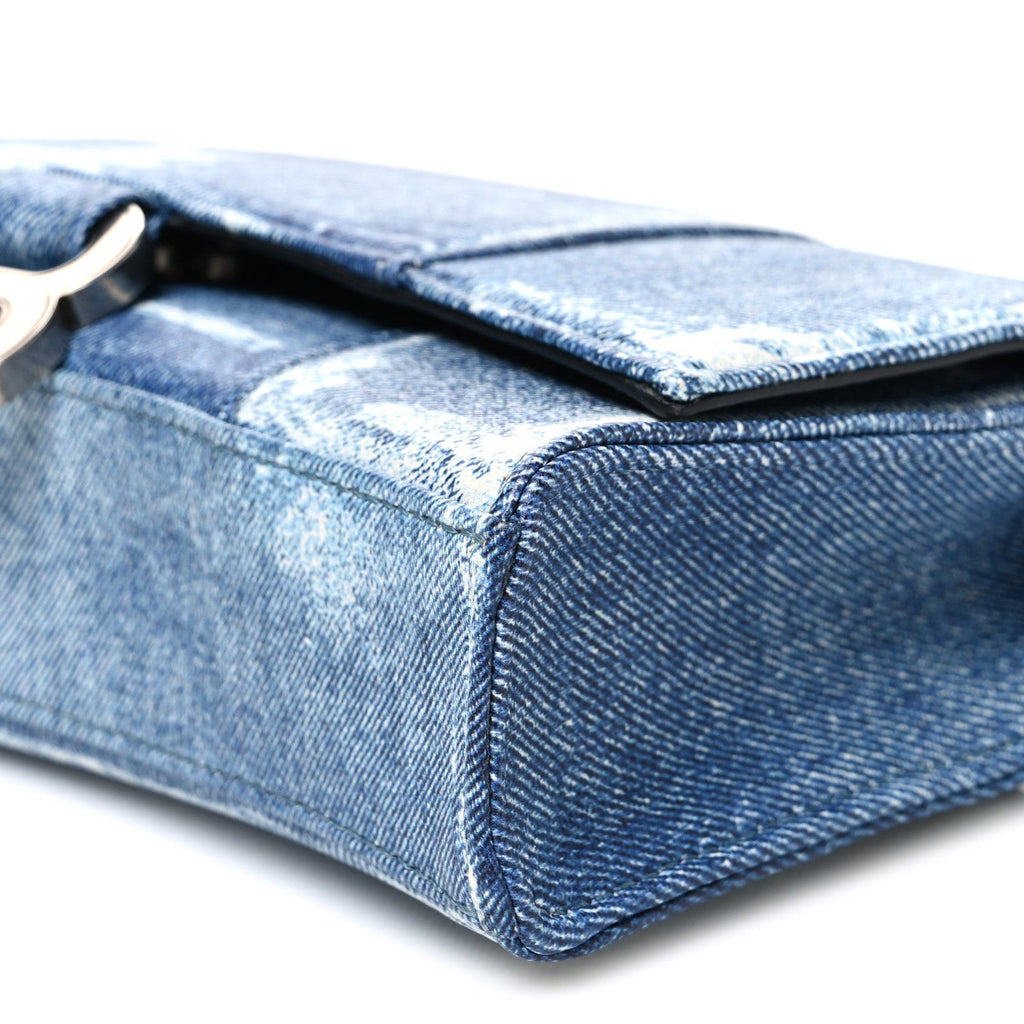 Nappa Denim Printed Hourglass Chain Bag Denim Blue