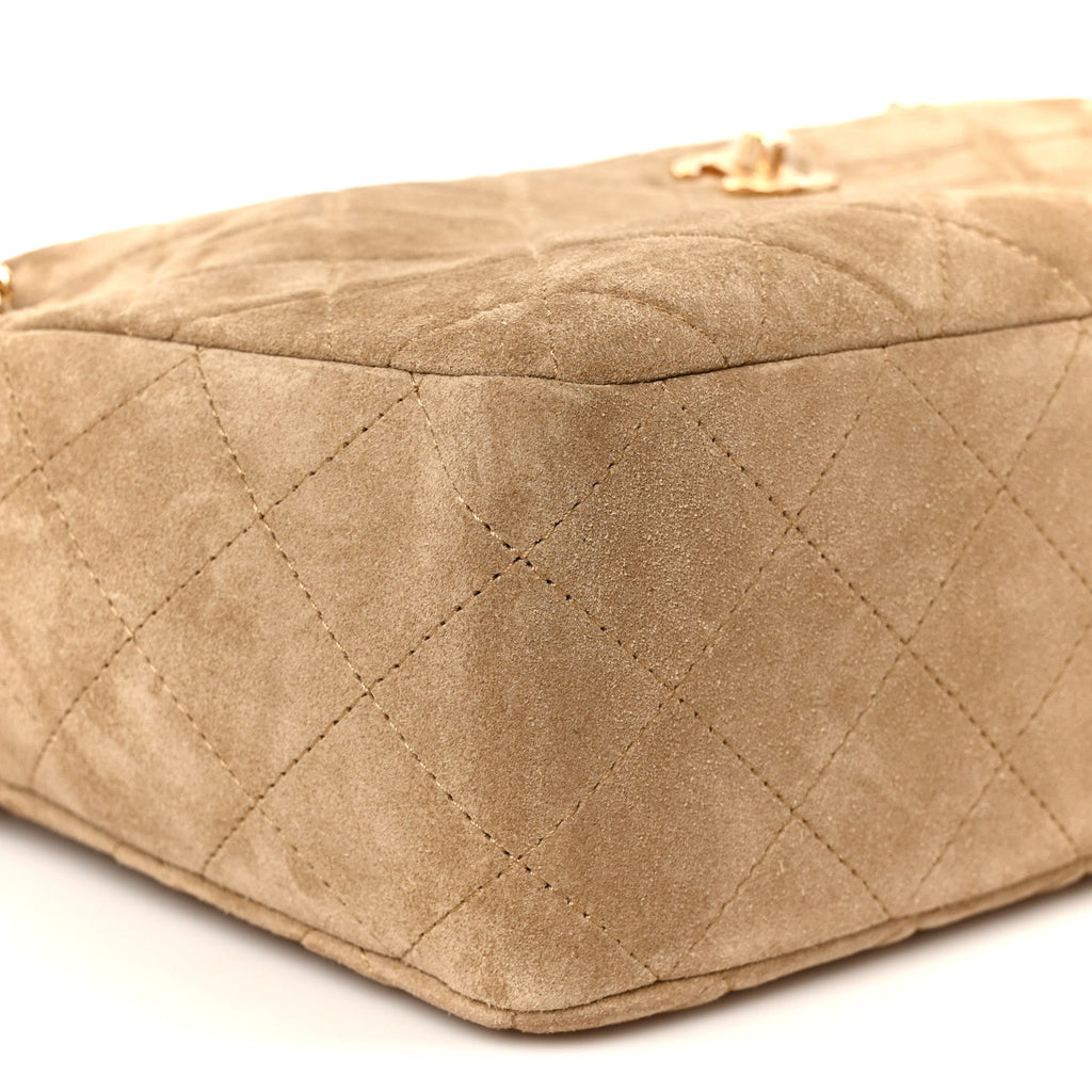 Suede Calfskin Quilted Camerissimo Camera Case Dark Beige