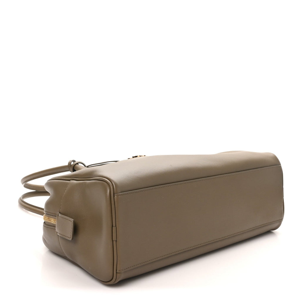 Calfskin Large Perfect Bowling Bag Dark Khaki