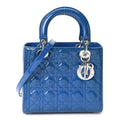 Patent Cannage Medium Lady Dior Blue
