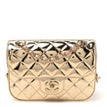 Mirror Calfskin Metallic Calfskin Quilted Hollywood Boulevard Mini Flap With Star Coin Purse Gold