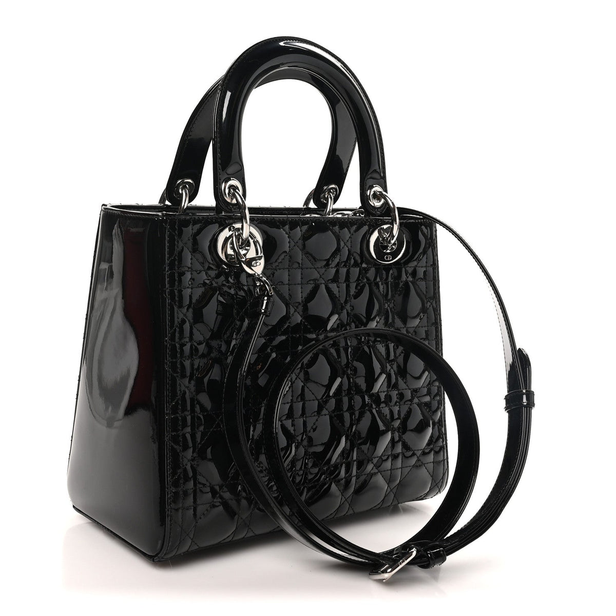 Patent Cannage Medium Lady Dior Black