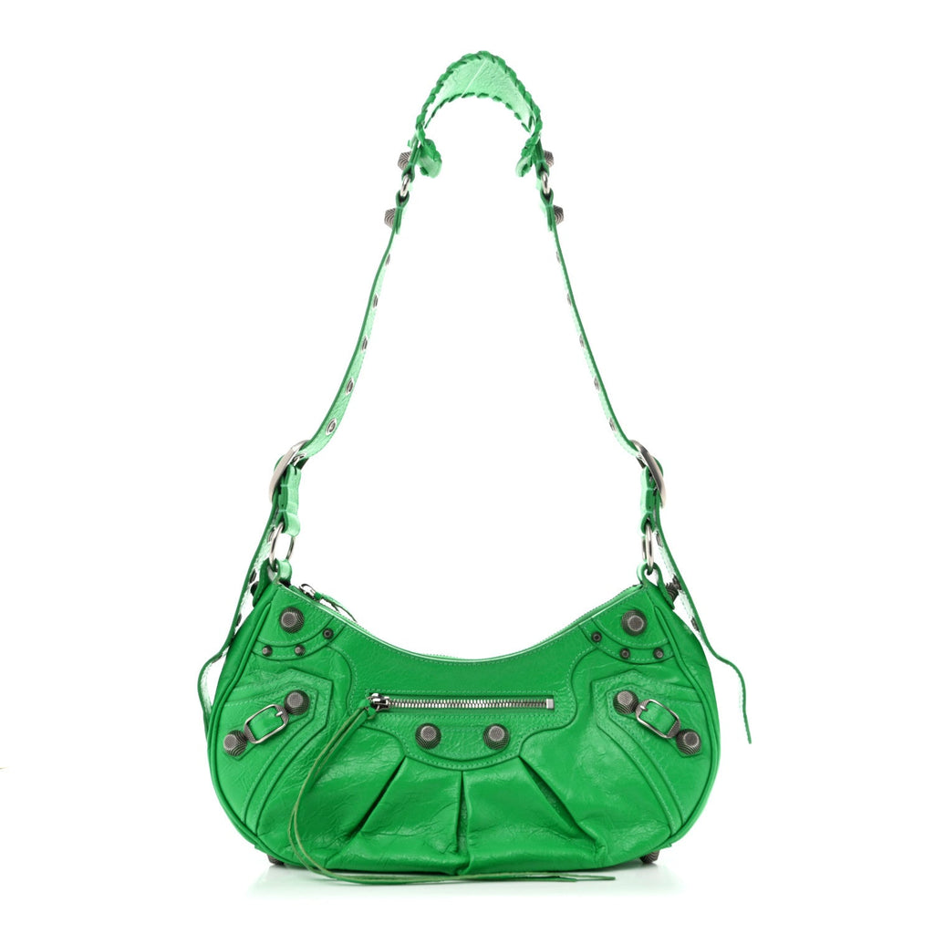 Agneau Arena Small Le Cagole Shoulder Bag Vivid Green
