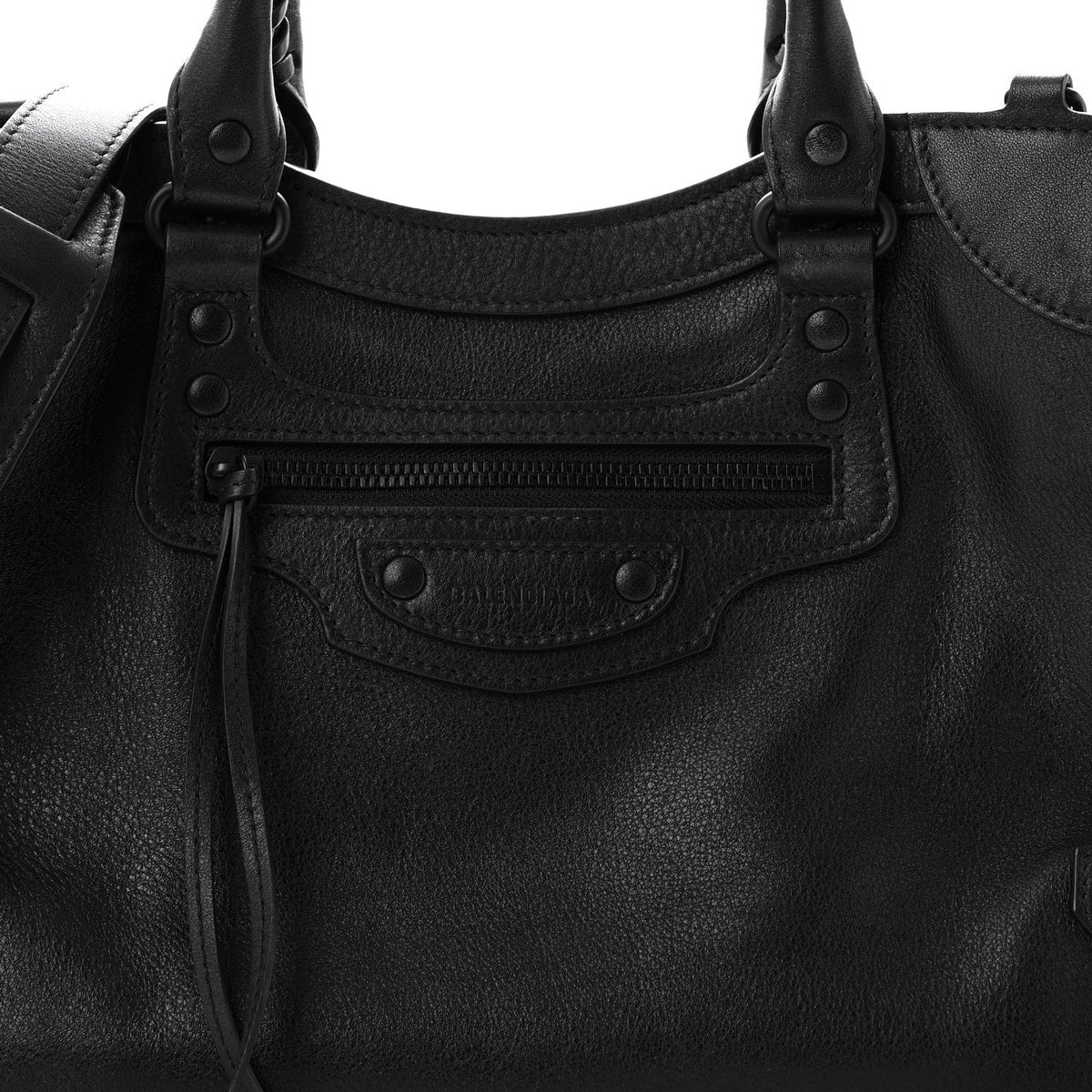 Grained Calfskin Neo Classic Black Hardware Medium City Black