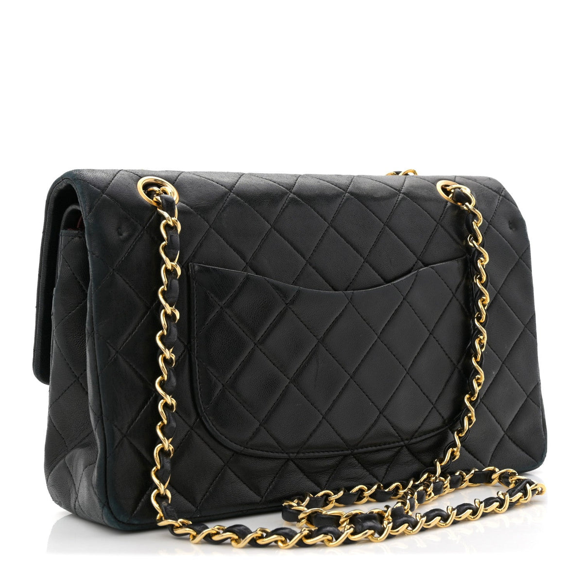 Lambskin Quilted Medium Double Flap Black