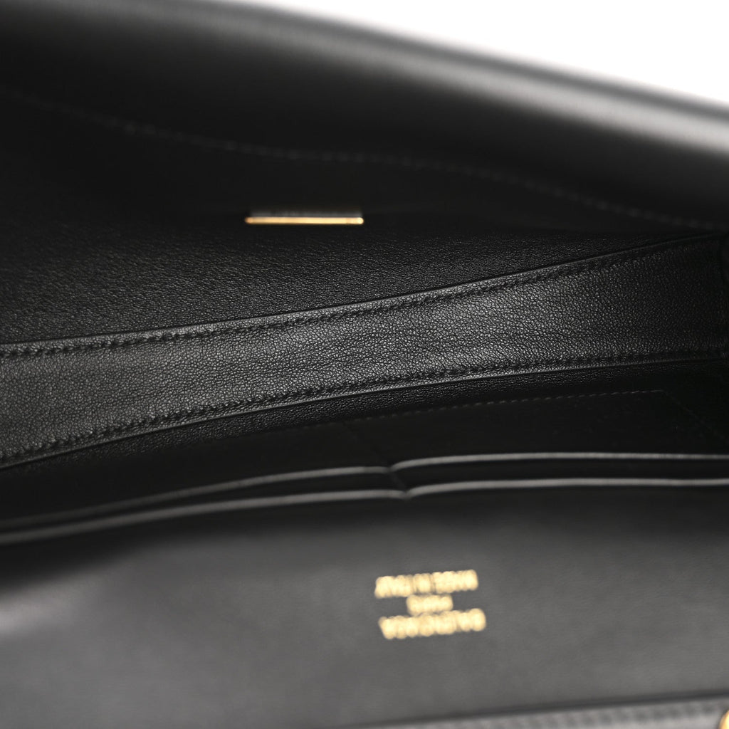 Smooth Calfskin Small Bel Air Clutch On Strap Black Black