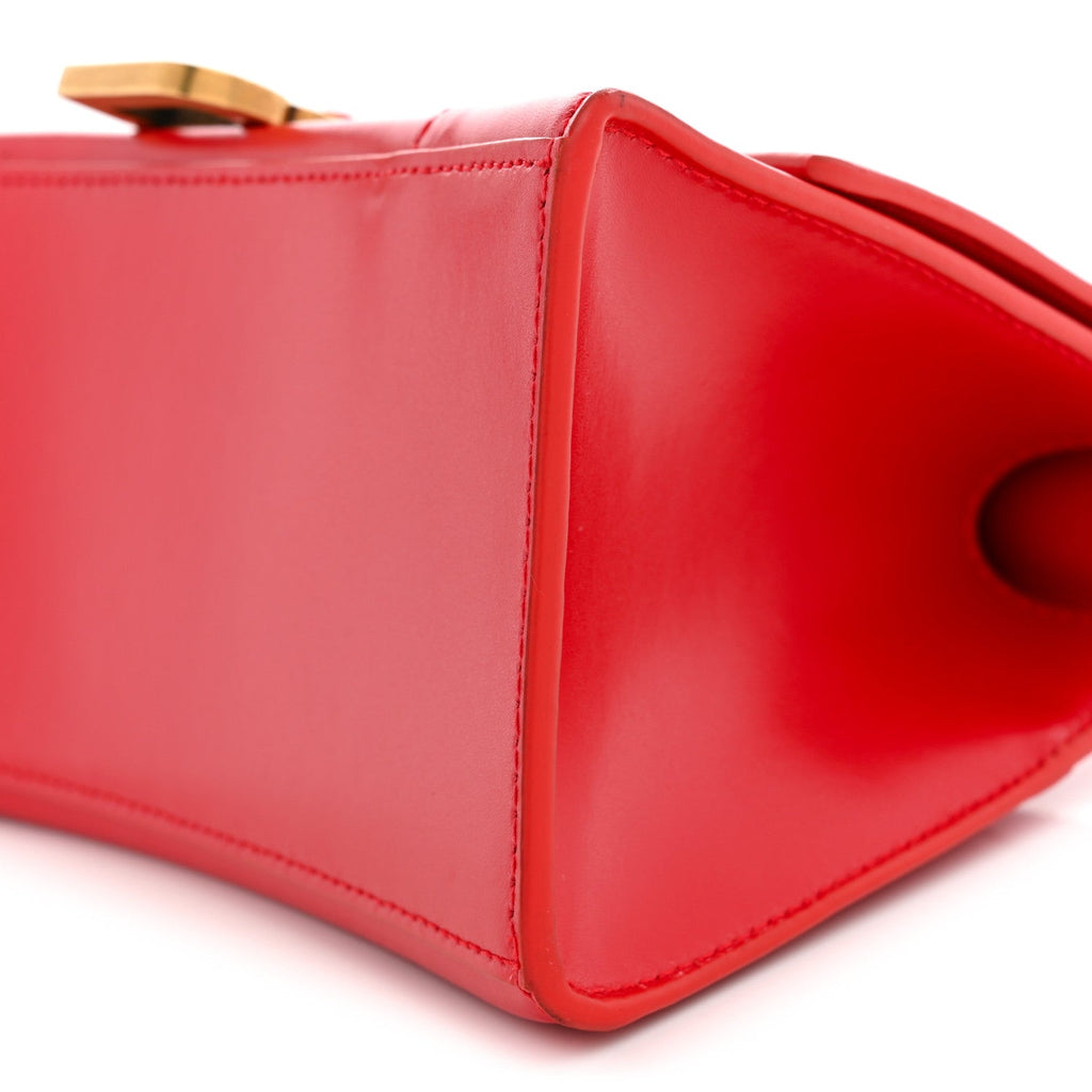 Shiny Box Calfskin Small Hourglass Top Handle Bag Bright Red