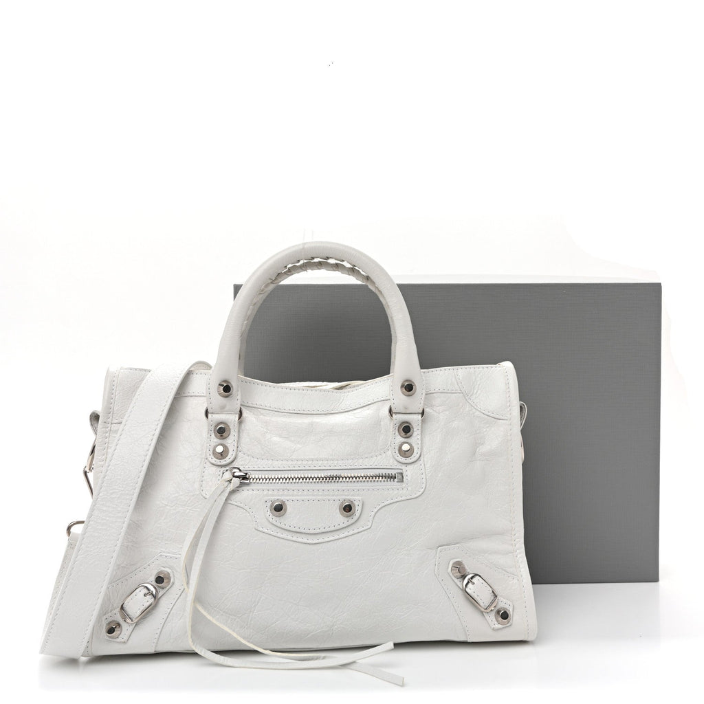 Agneau Arena Silver Hardware Small Le City Optic White