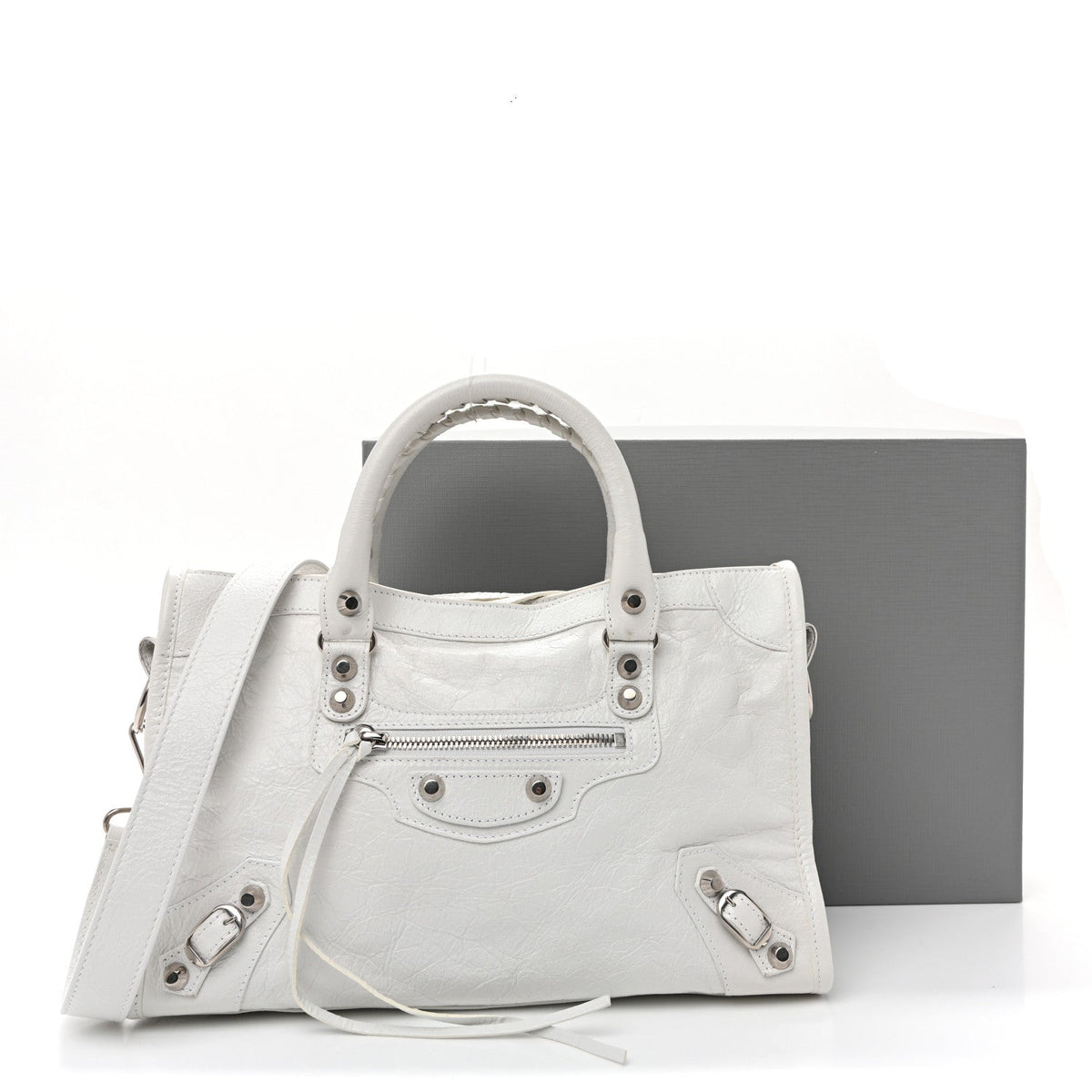 Agneau Arena Silver Hardware Small Le City Optic White