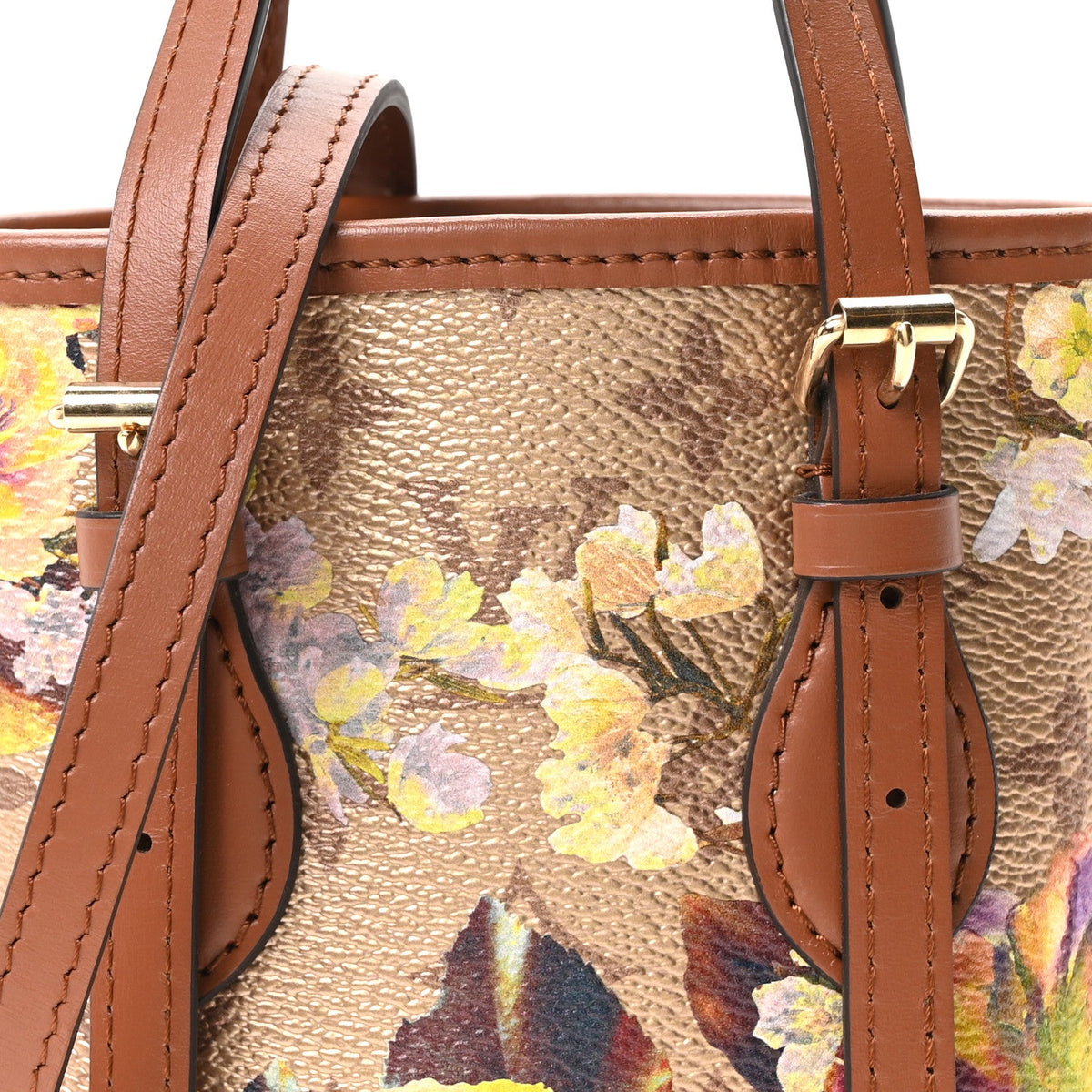 Metallic Monogram LV Garden Nano Bucket Bag Gold