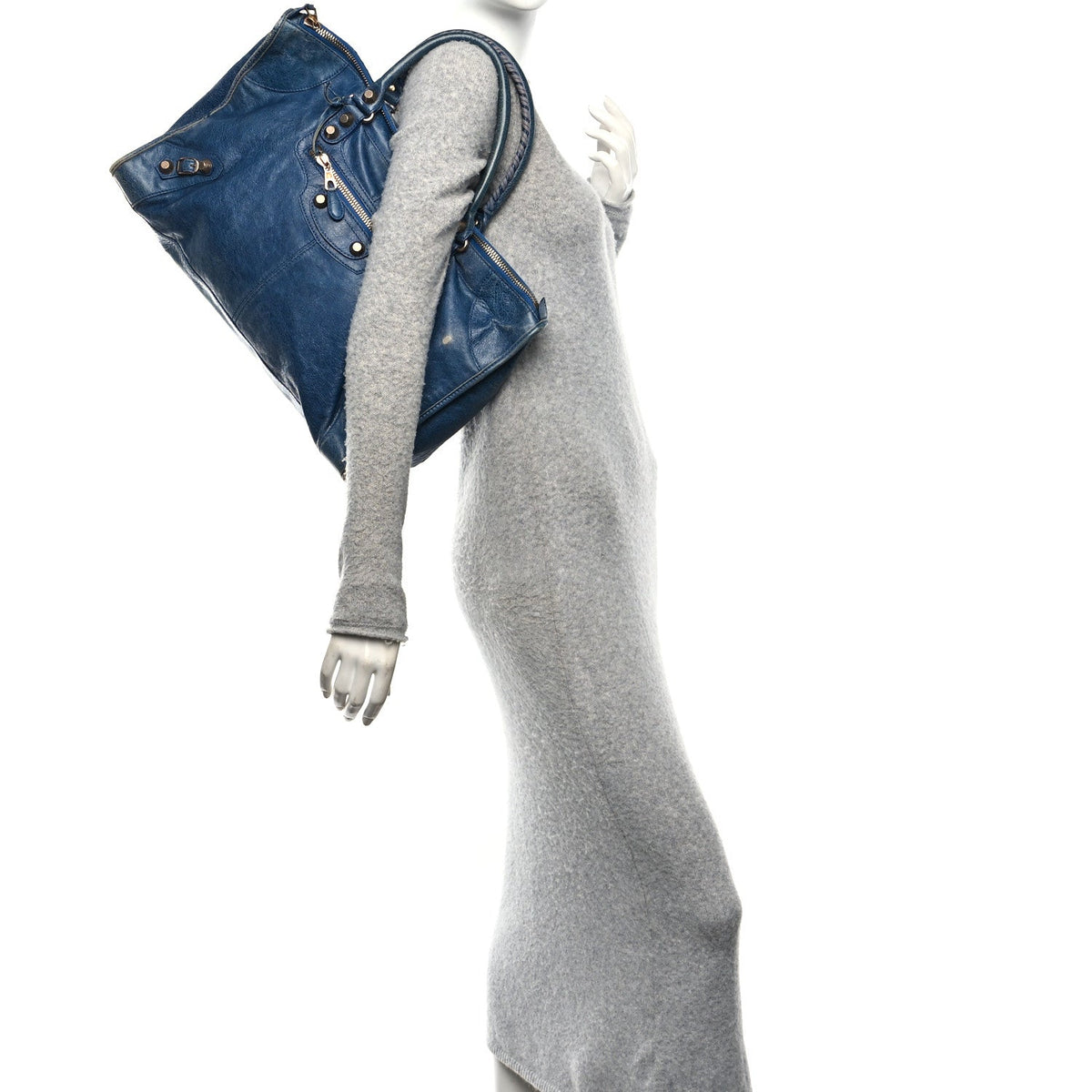 Agneau Giant 12 Gold Hardware Work Bleu Glacier