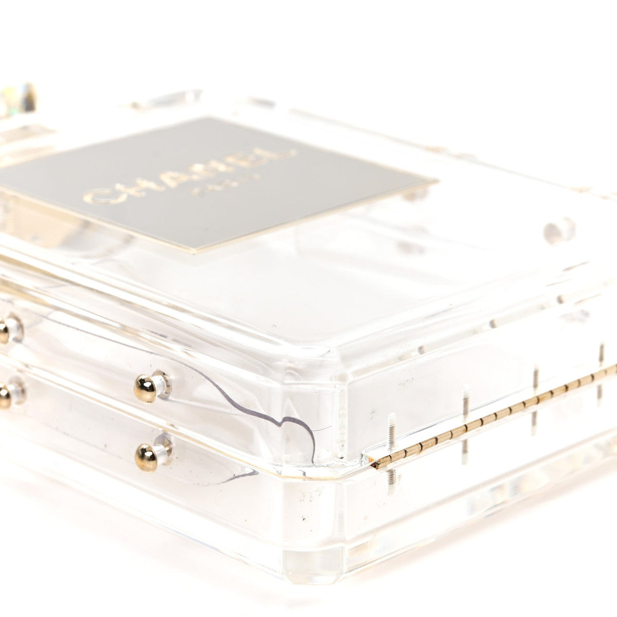 Transluscent Plexiglass Perfume Bottle Clutch