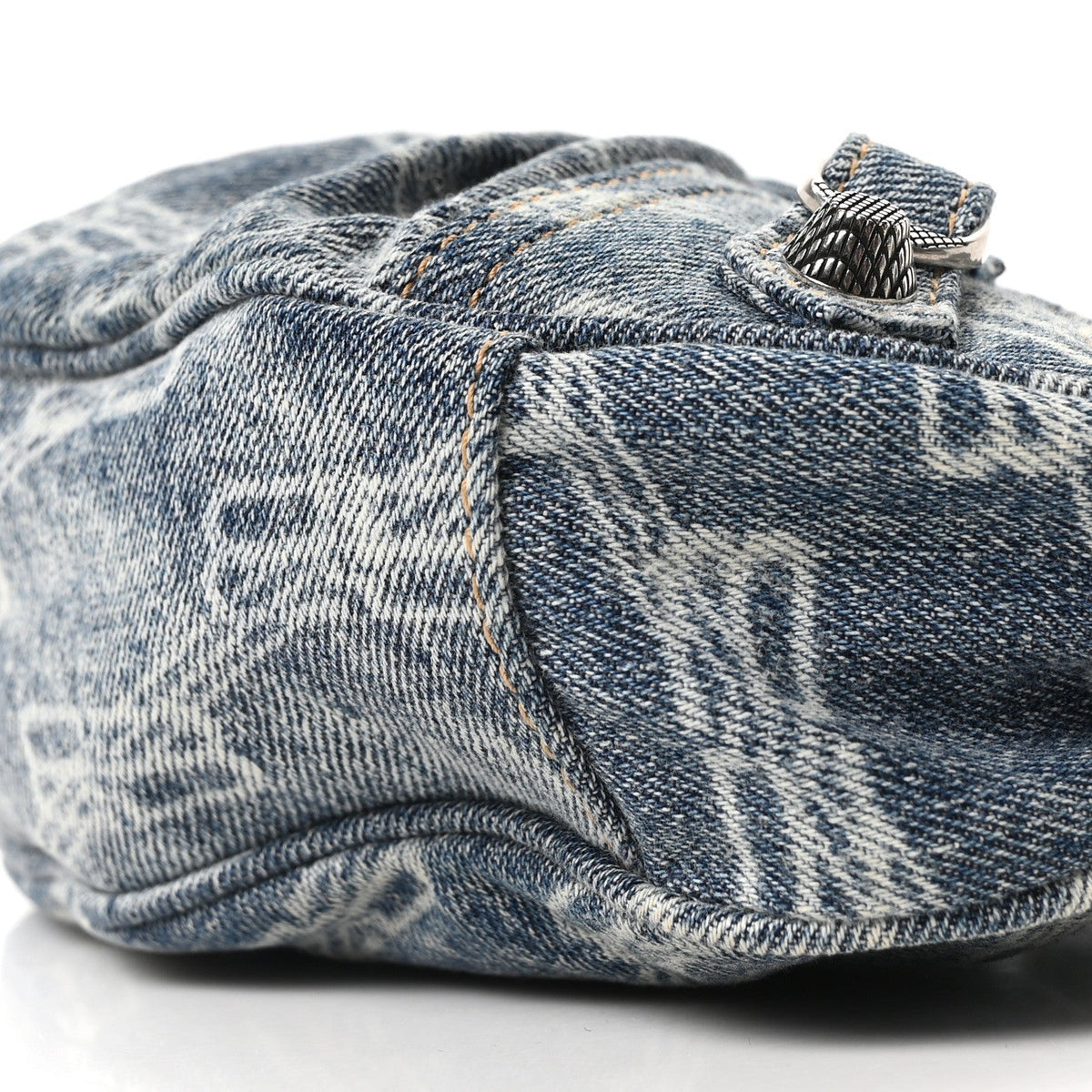 Bleached Denim BB Monogram Le Cagole Shoulder Bag XS Blue