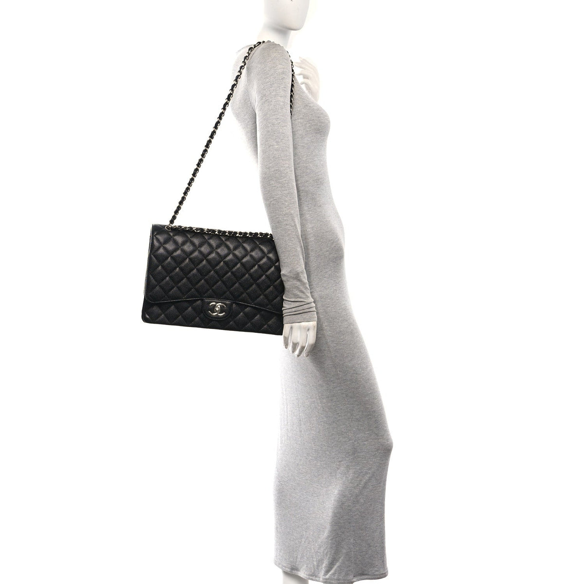 Caviar Quilted Maxi Double Flap Black
