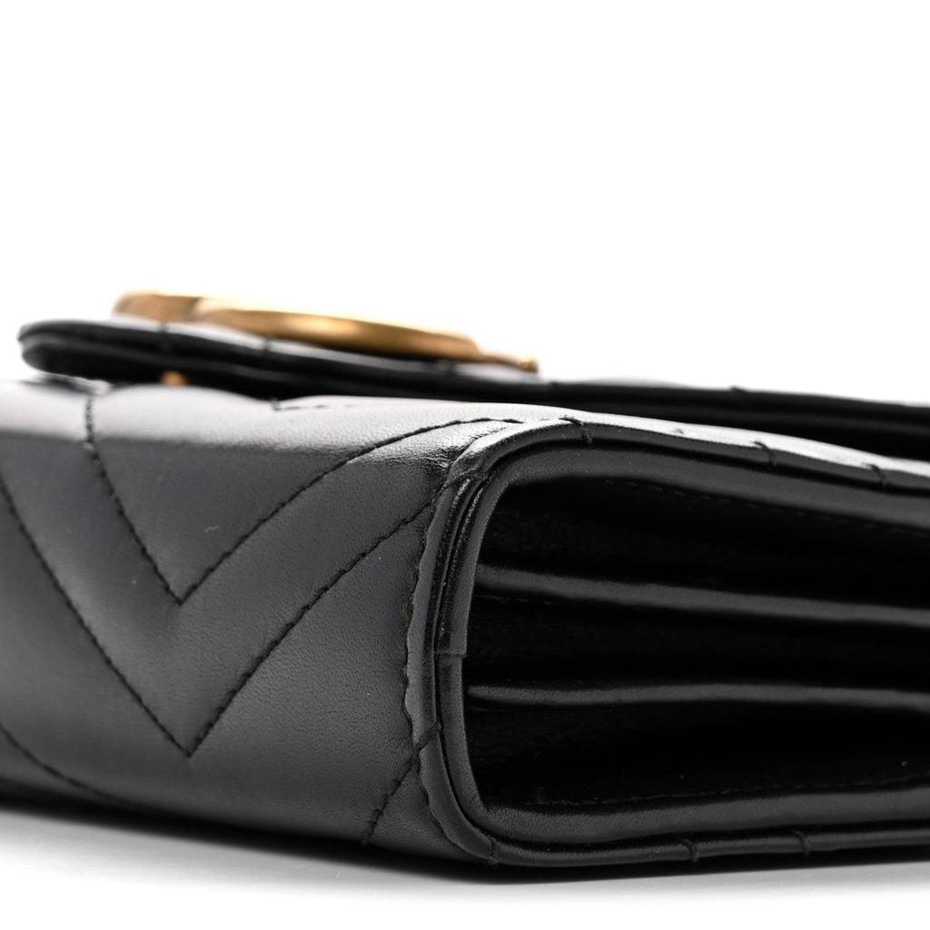 Calfskin Matelasse GG Marmont Chain Wallet Black