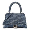 Denim BB Monogram Small Hourglass Top Handle Bag Blue
