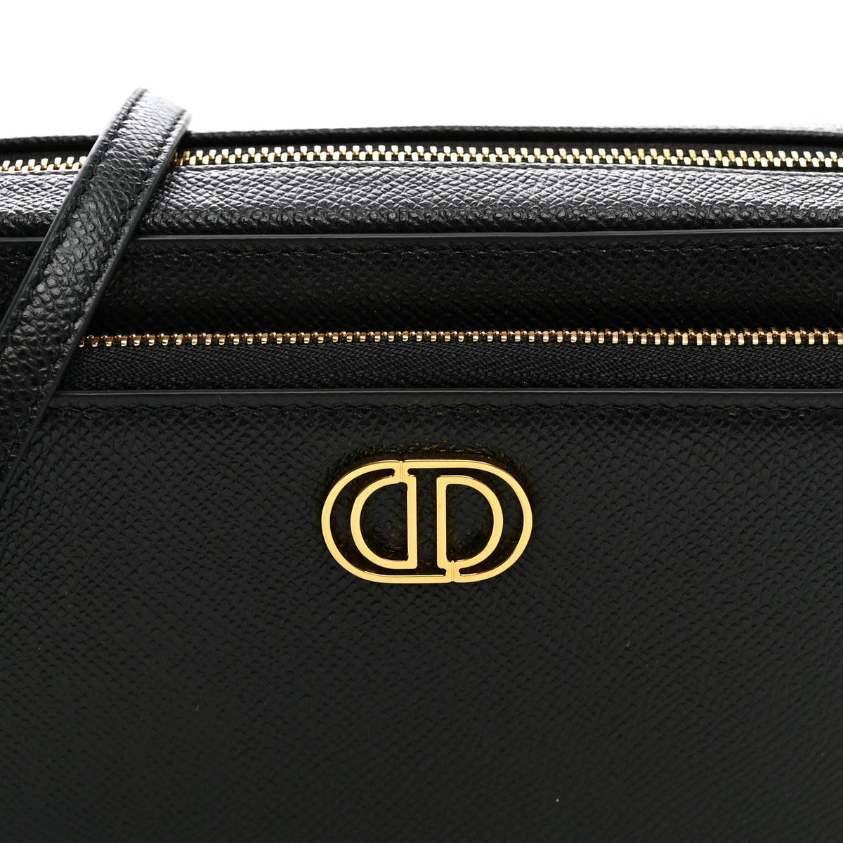 Grained Calfskin Caro Double Pouch Black