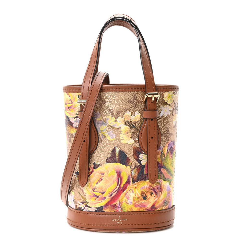Metallic Monogram LV Garden Nano Bucket Bag Gold