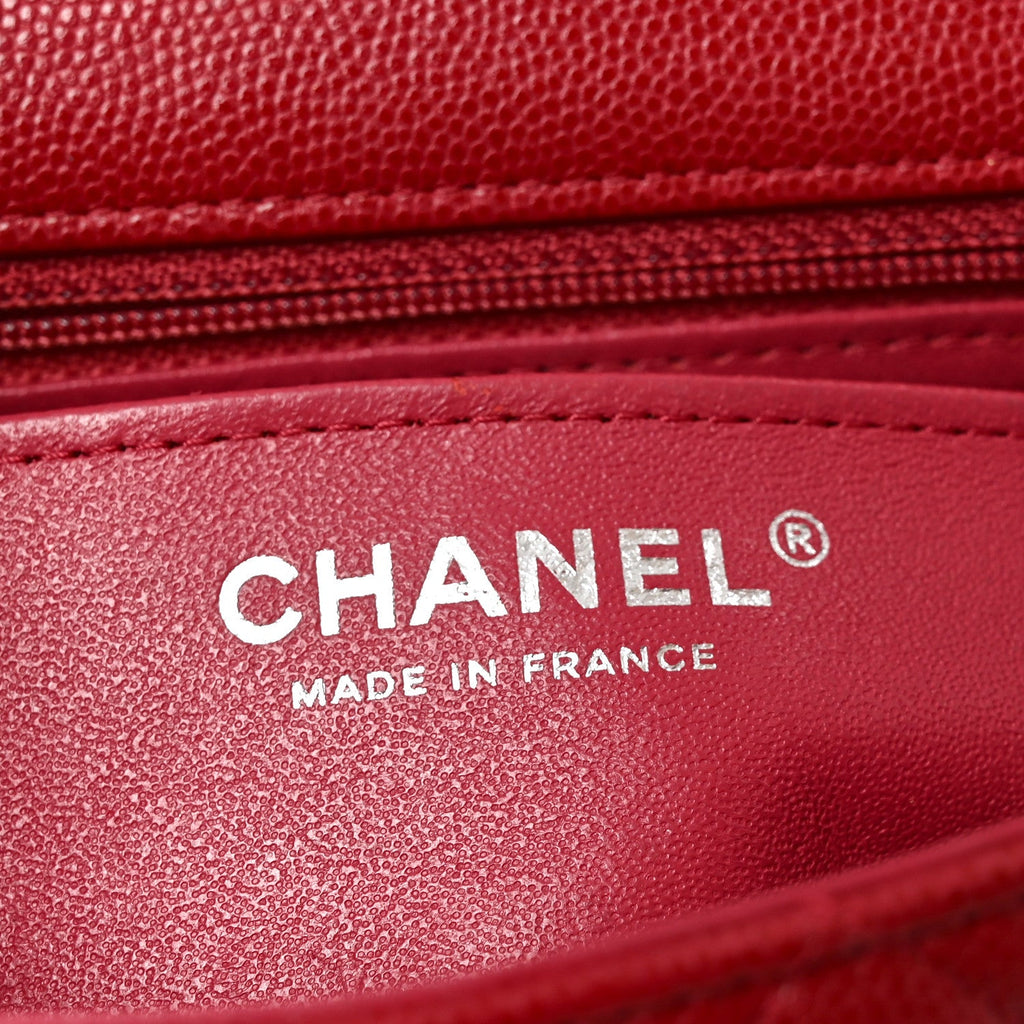 Caviar Quilted Mini Rectangular Flap Red