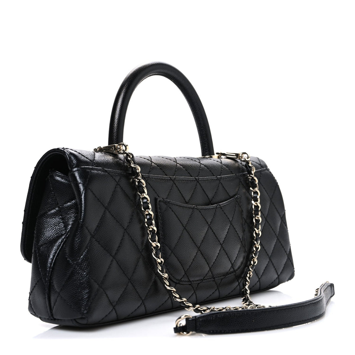 Caviar Quilted Maxi East West Coco Handle Flap Black Black Black