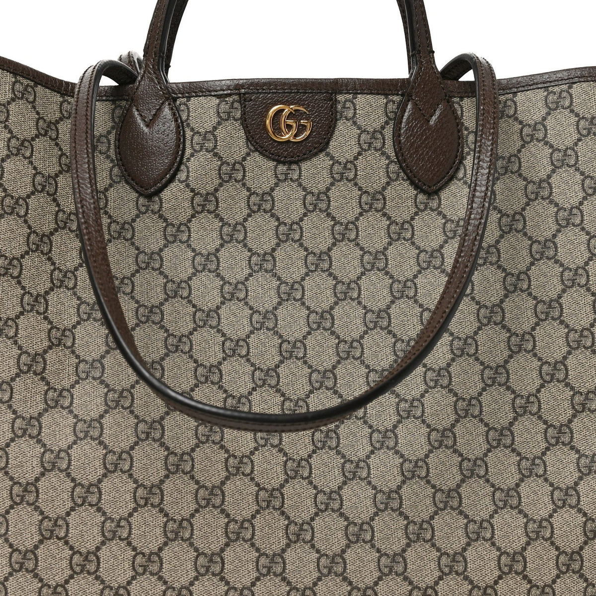 GG Supreme Monogram Textured Calfskin Medium Ophidia Shoulder Tote Bag Beige Ebony New Acero