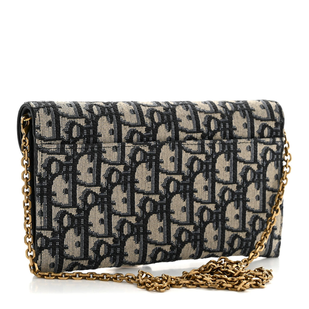 Oblique Saddle Chain Long Wallet Blue