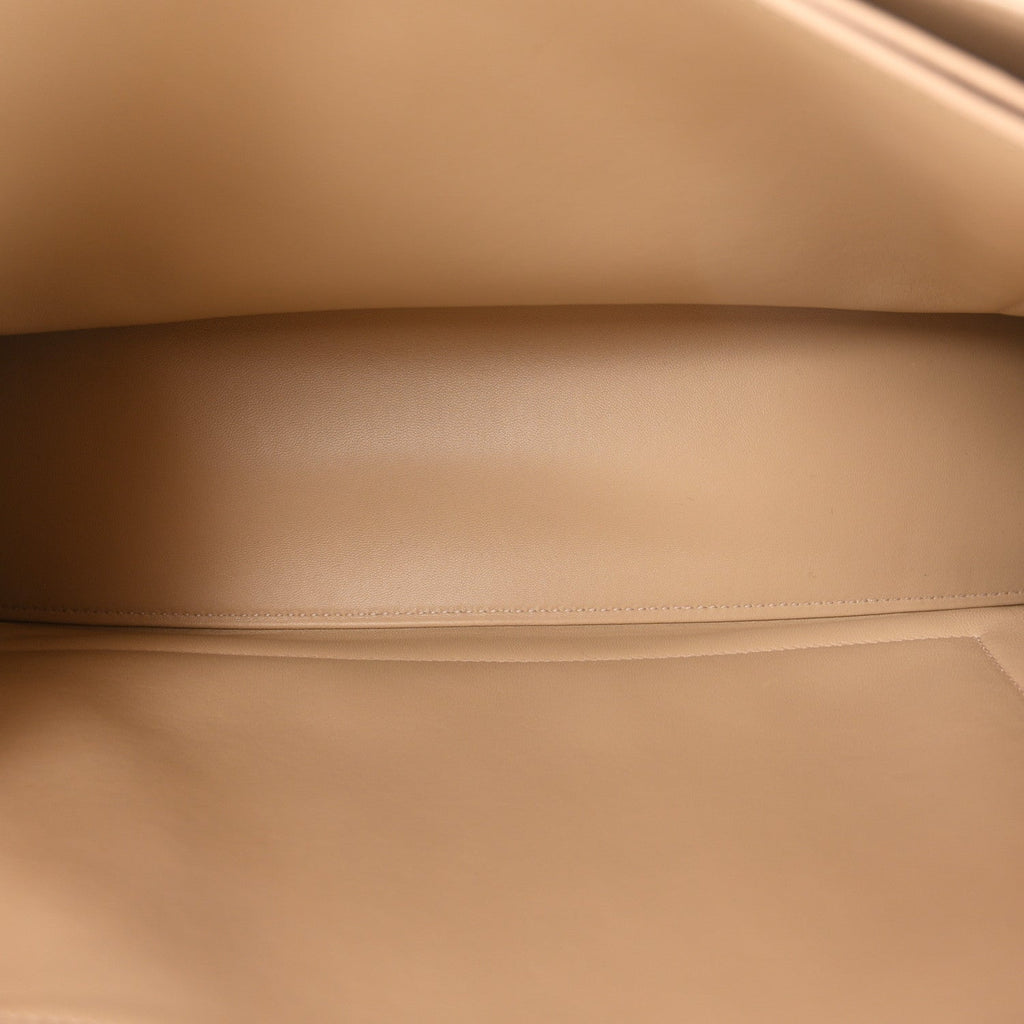 Crushed Calfskin Quilted Large Crush Chain Bag Light Brown