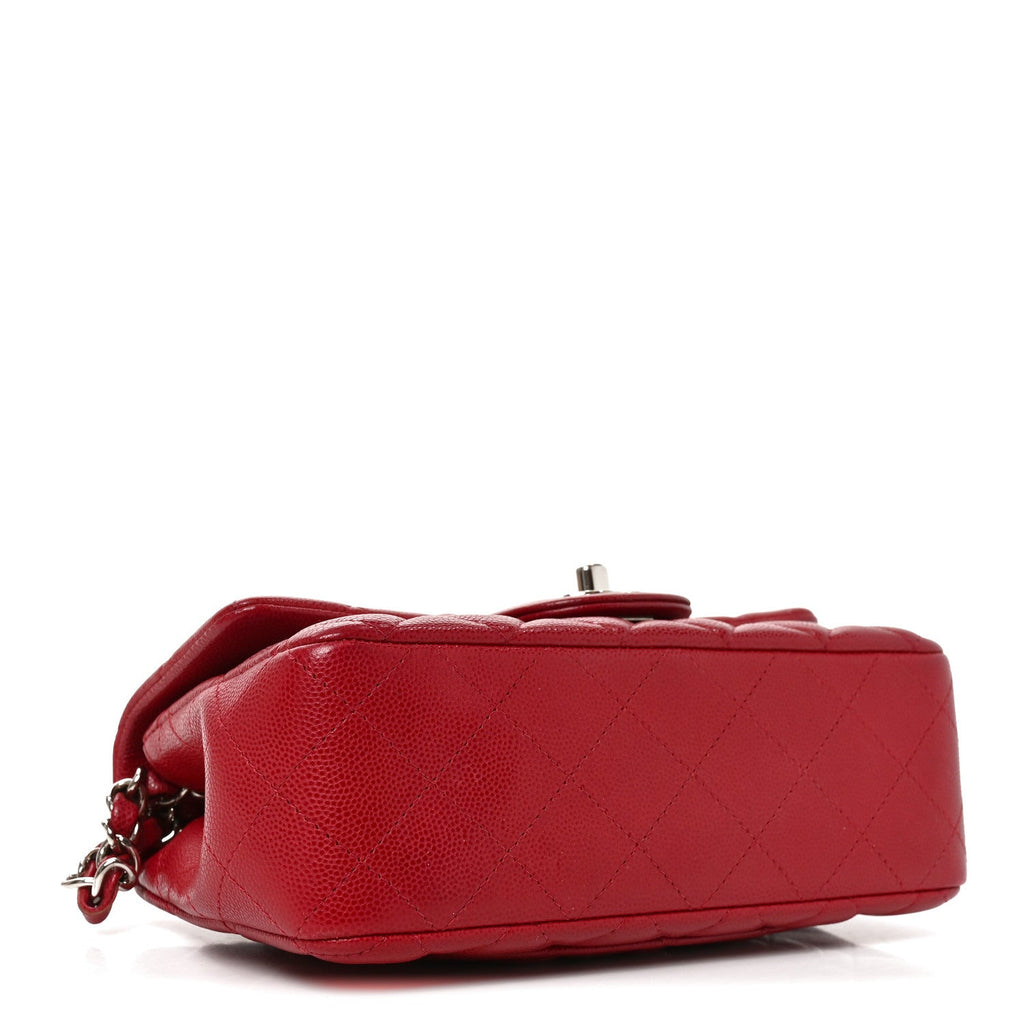 Caviar Quilted Mini Rectangular Flap Red