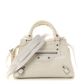 Semi Shiny Calfskin Crocodile Embossed Neo Classic Silver Hardware Mini City White