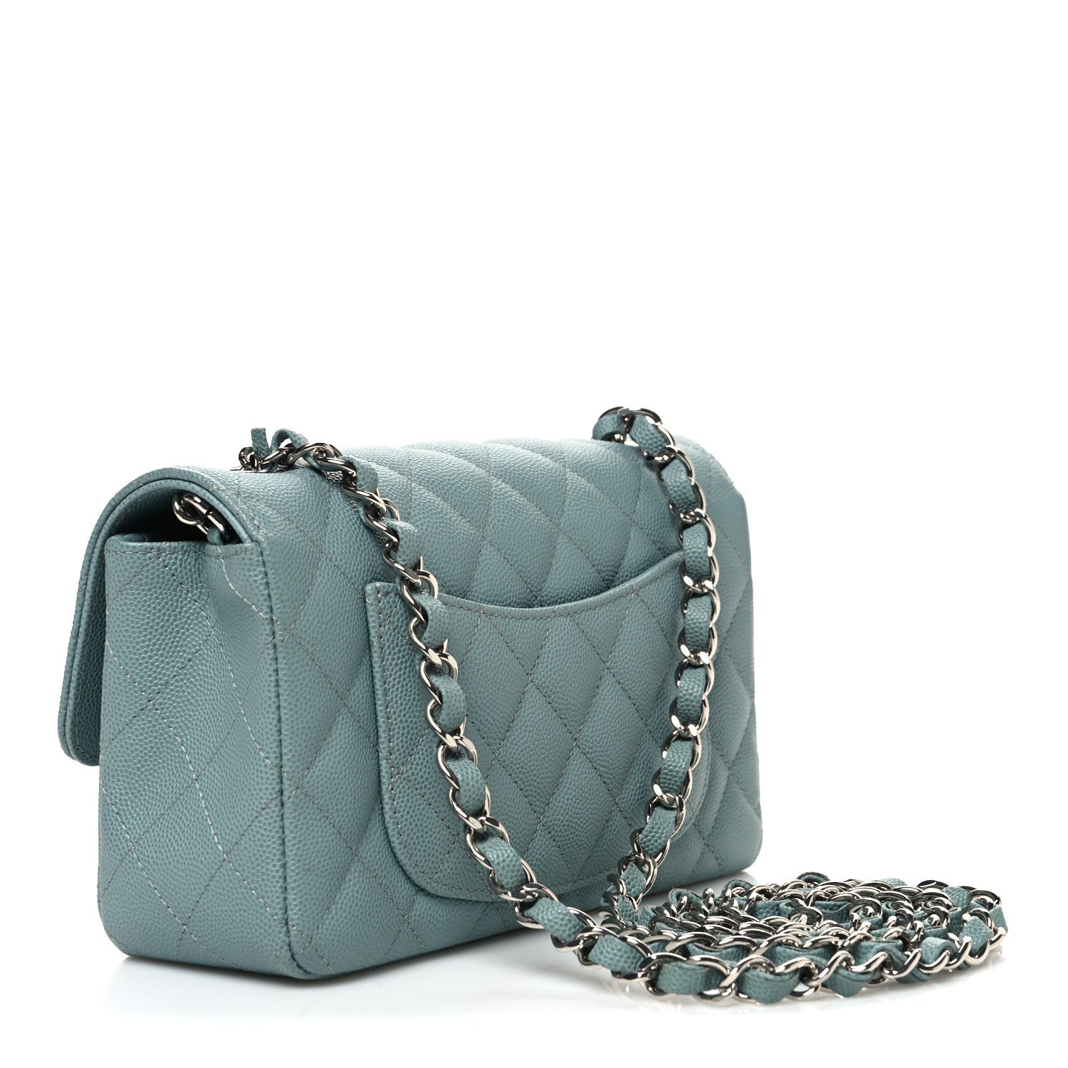 Caviar Quilted Mini Rectangular Flap Blue