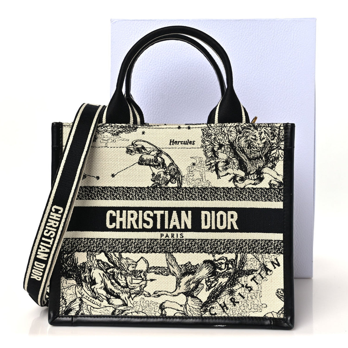 Calfskin Dioriviera Toile De Jouy Small Book Tote With Strap Latte Multicolor