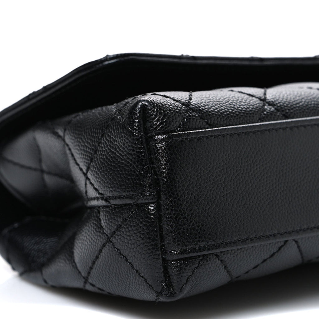 Caviar Quilted Maxi East West Coco Handle Flap Black Black Black