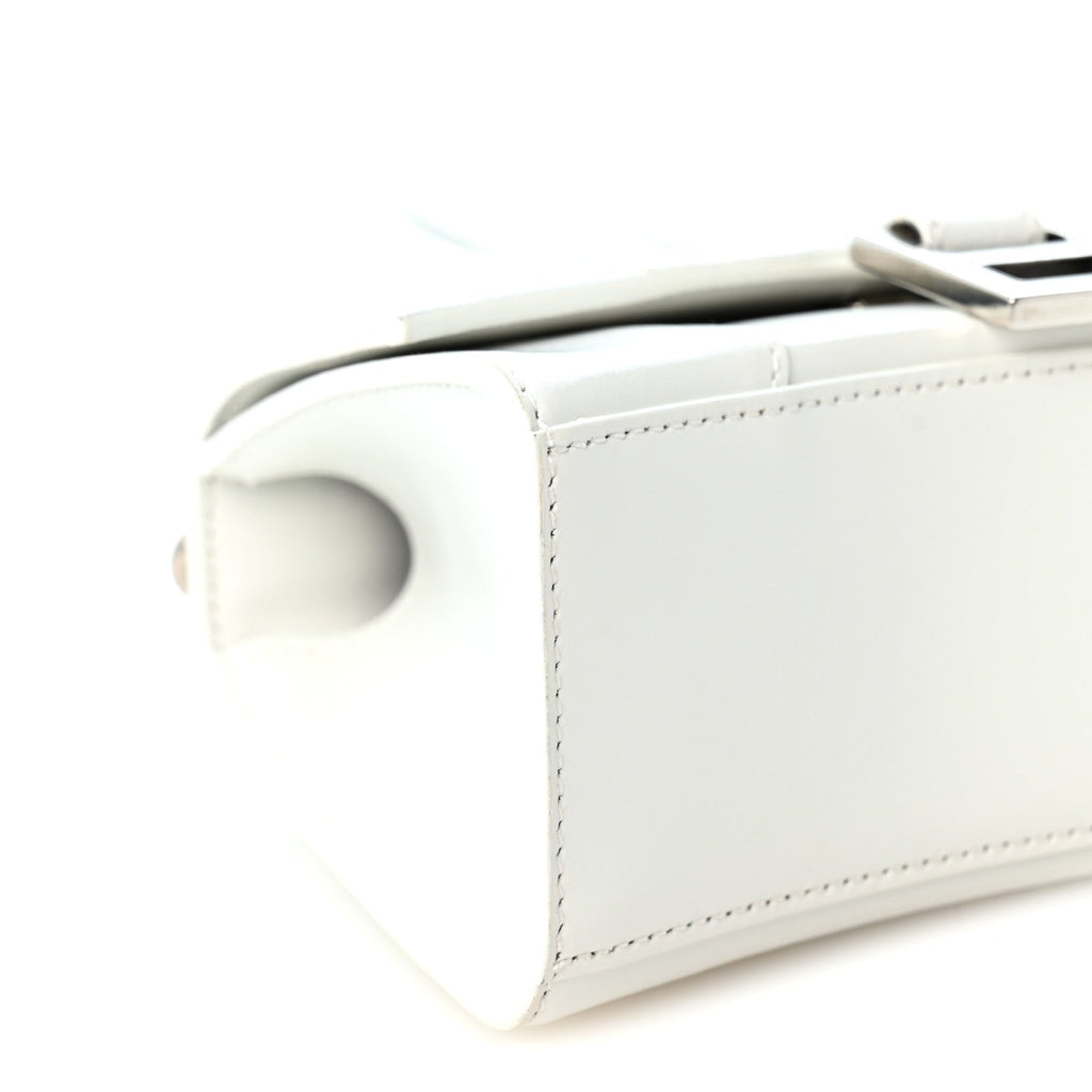 Box Calfskin Graffiti Logo Hourglass Top Handle Bag XS White Light Silver