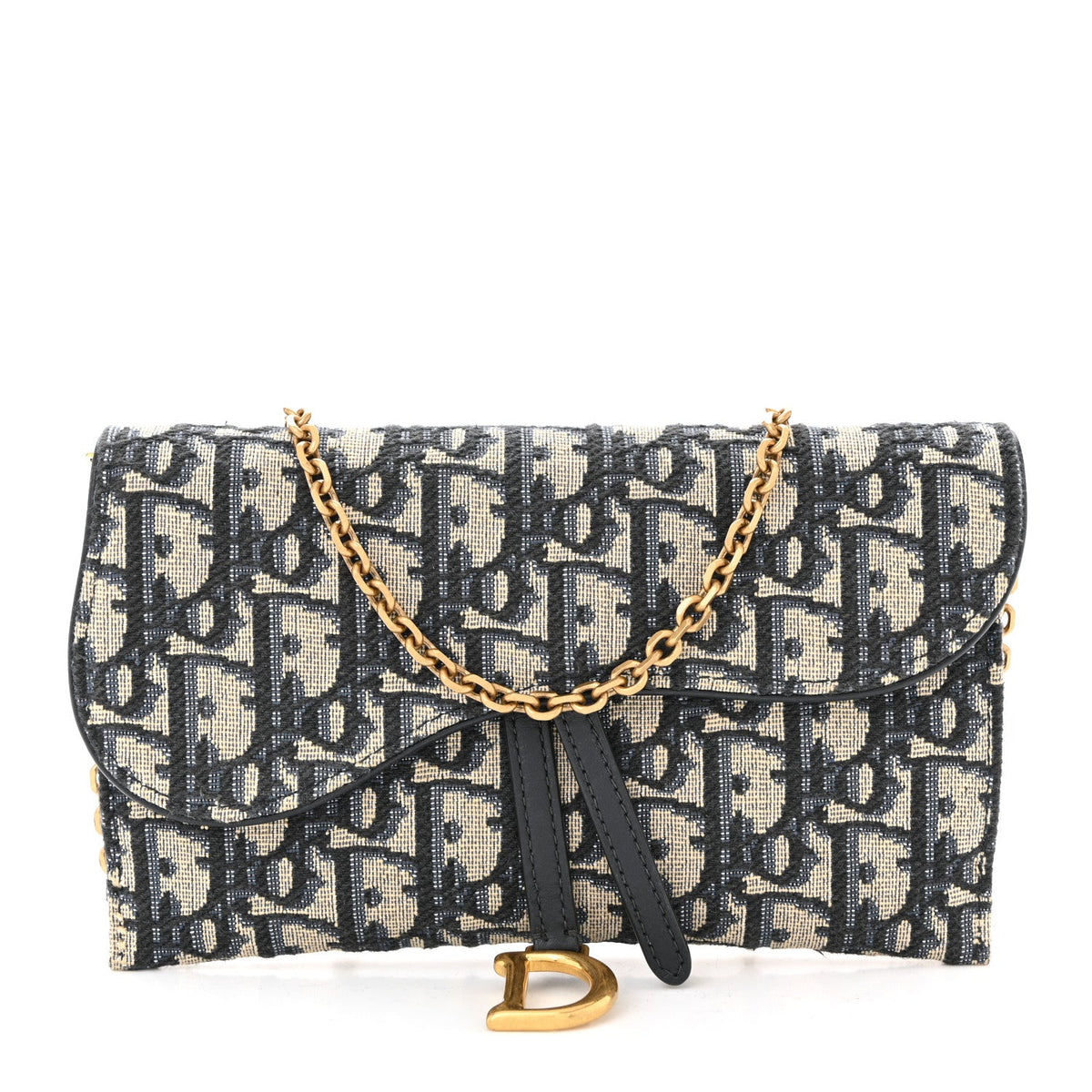 Oblique Saddle Chain Long Wallet Blue