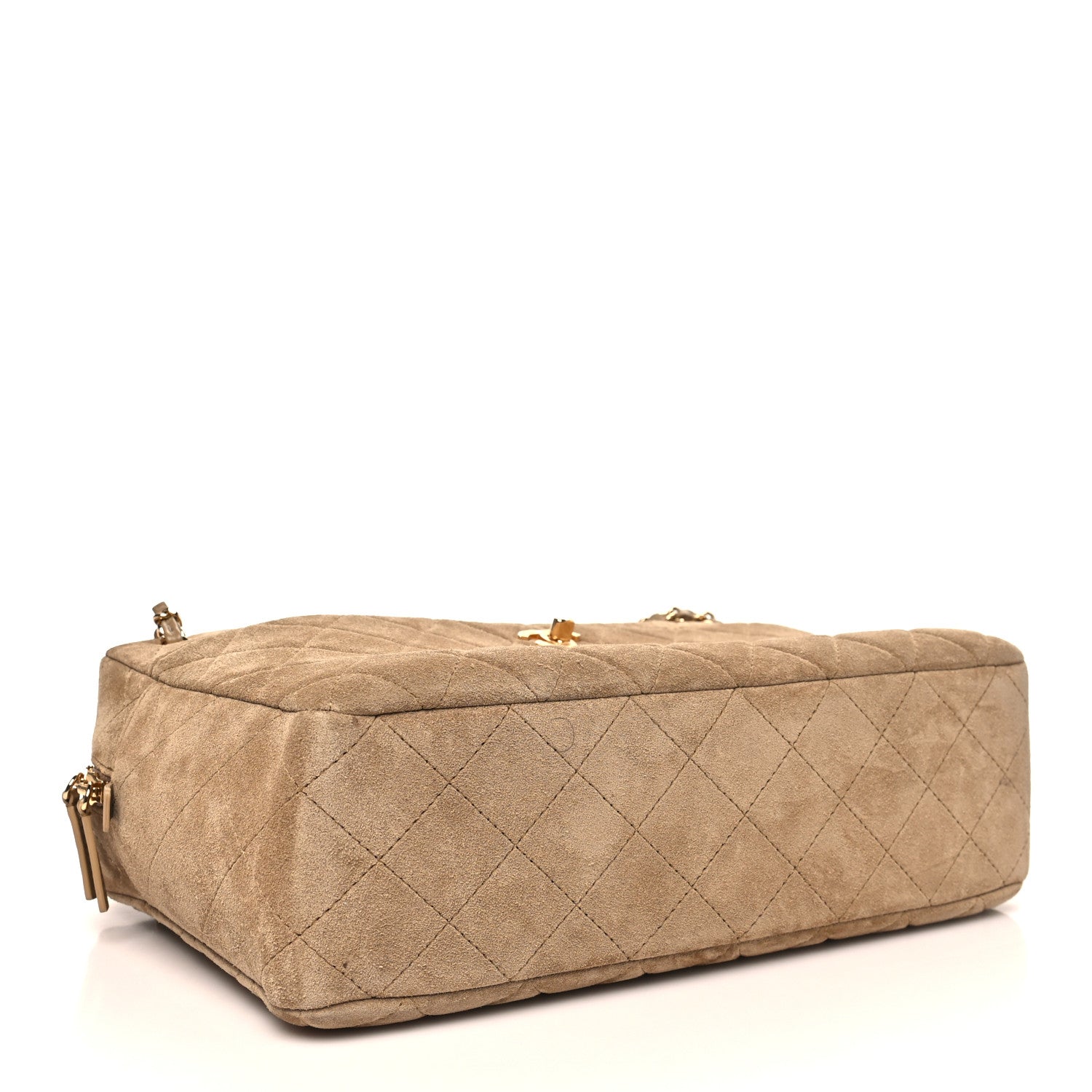 Suede Calfskin Quilted Camerissimo Camera Case Dark Beige