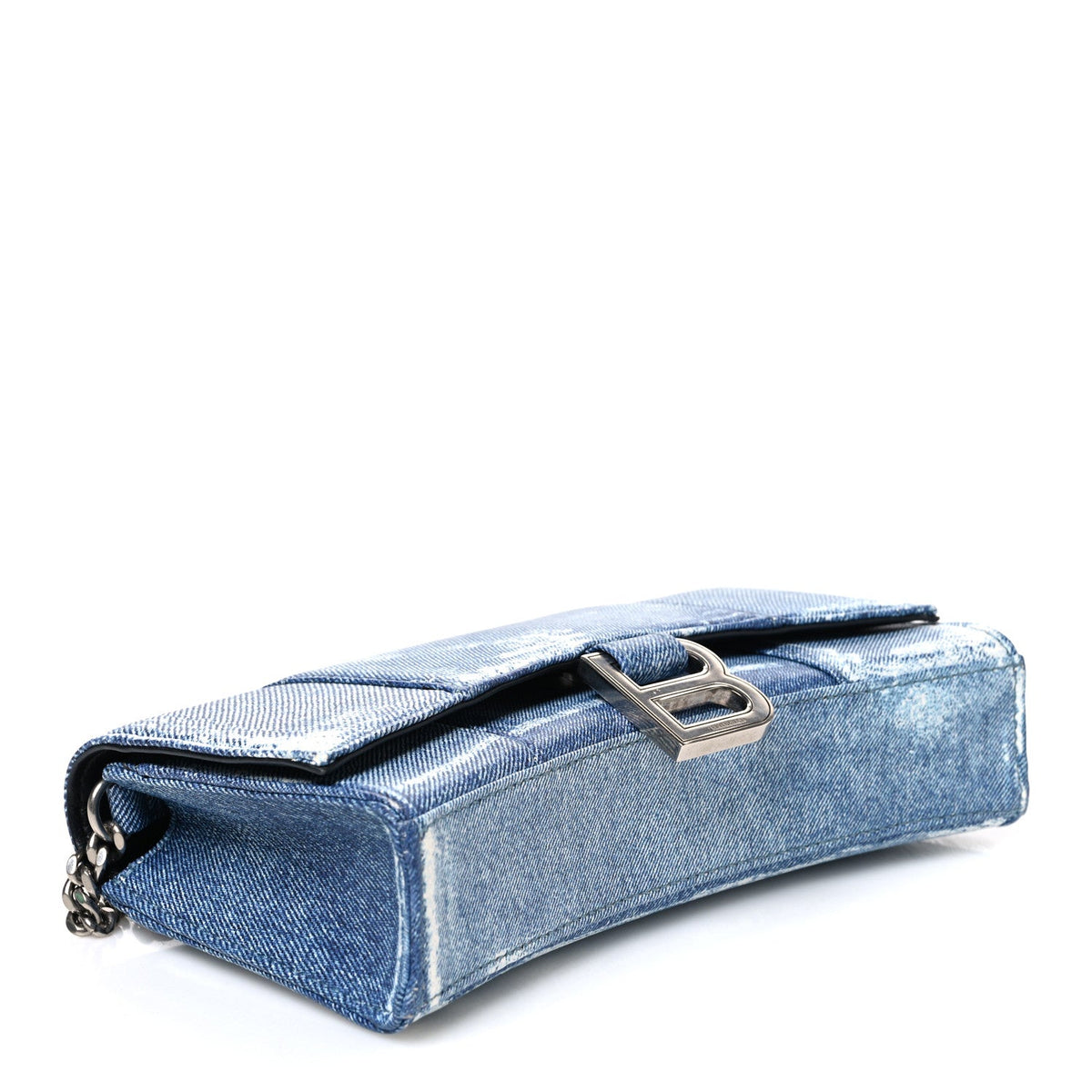 Nappa Denim Printed Hourglass Chain Bag Denim Blue