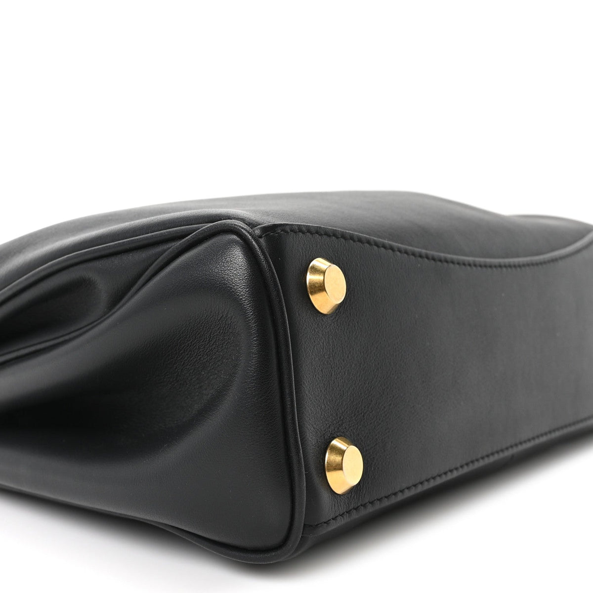 Natural Smooth Calfskin Small Rodeo Top Handle Handbag Black