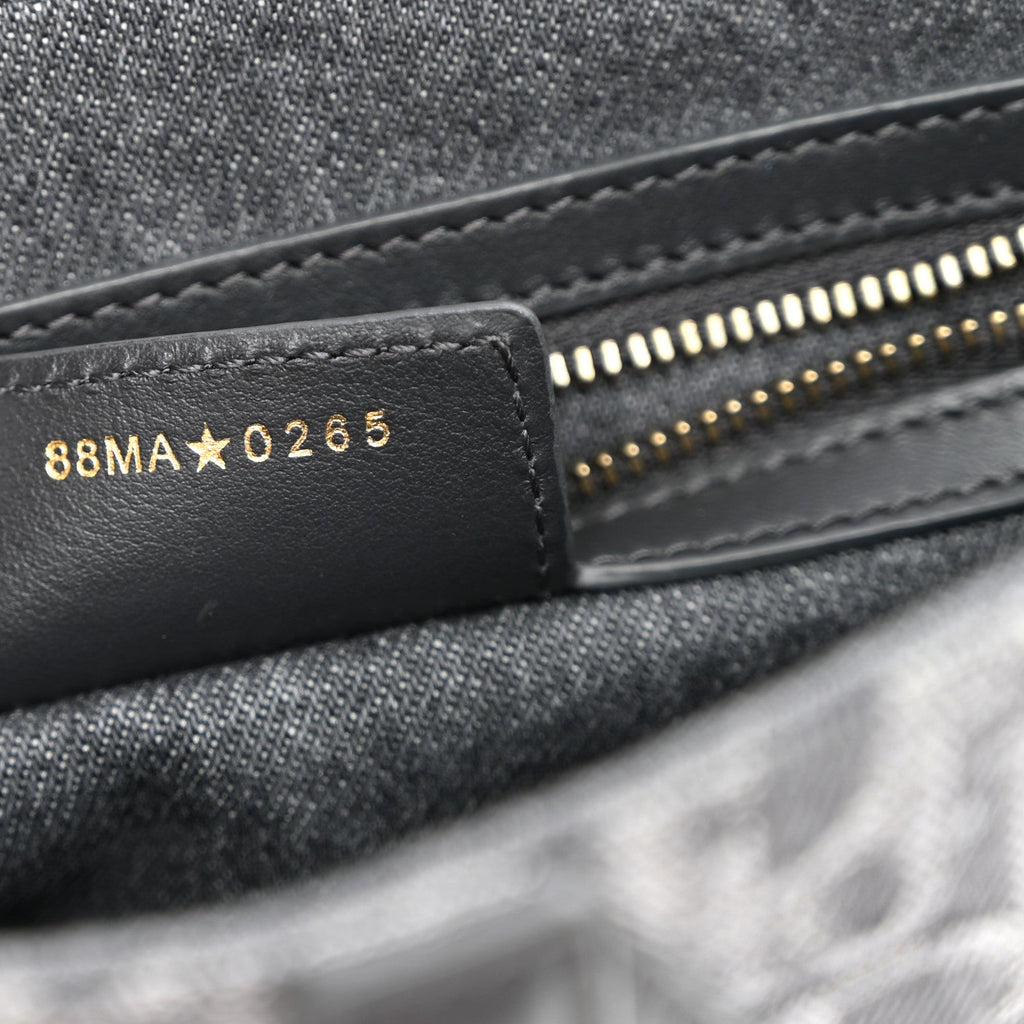 Denim Oblique Jacquard Saddle Bag With Strap Grey