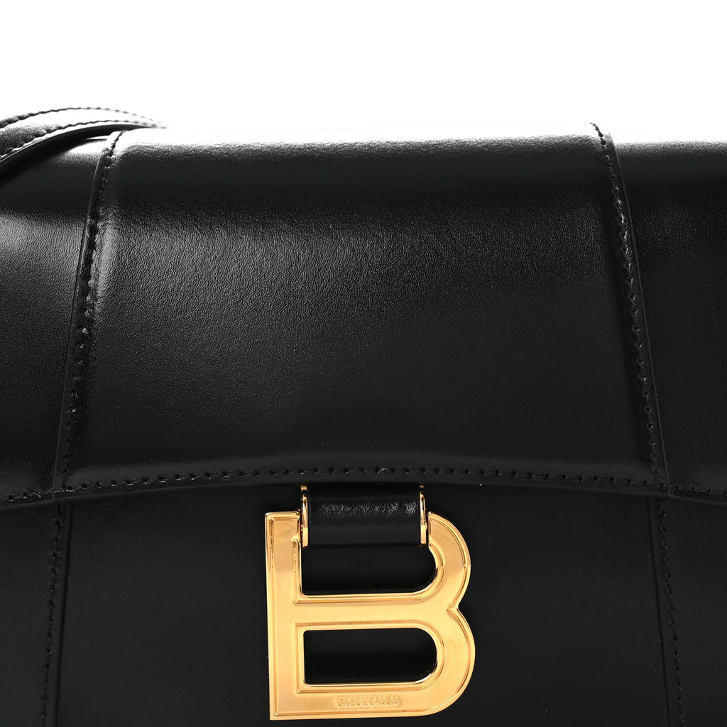 Natural Smooth Calfskin Small Hourglass Sling Bag Black