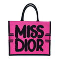 Canvas Embroidered Large Miss Dior Graffiti Book Tote Fuchsia Purple