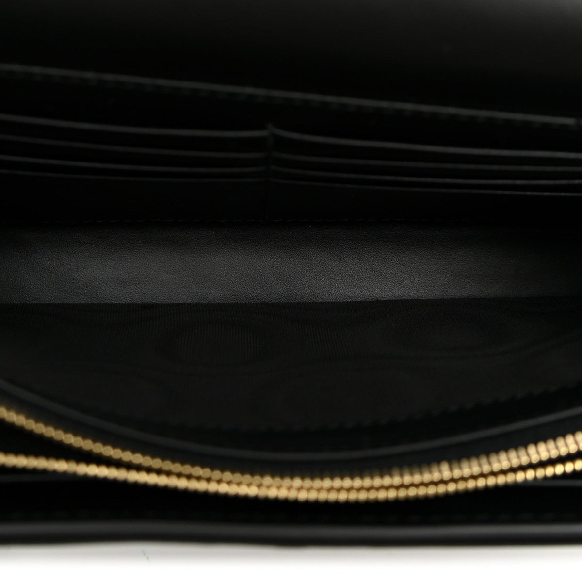 Calfskin GG Debossed Chain Wallet Black