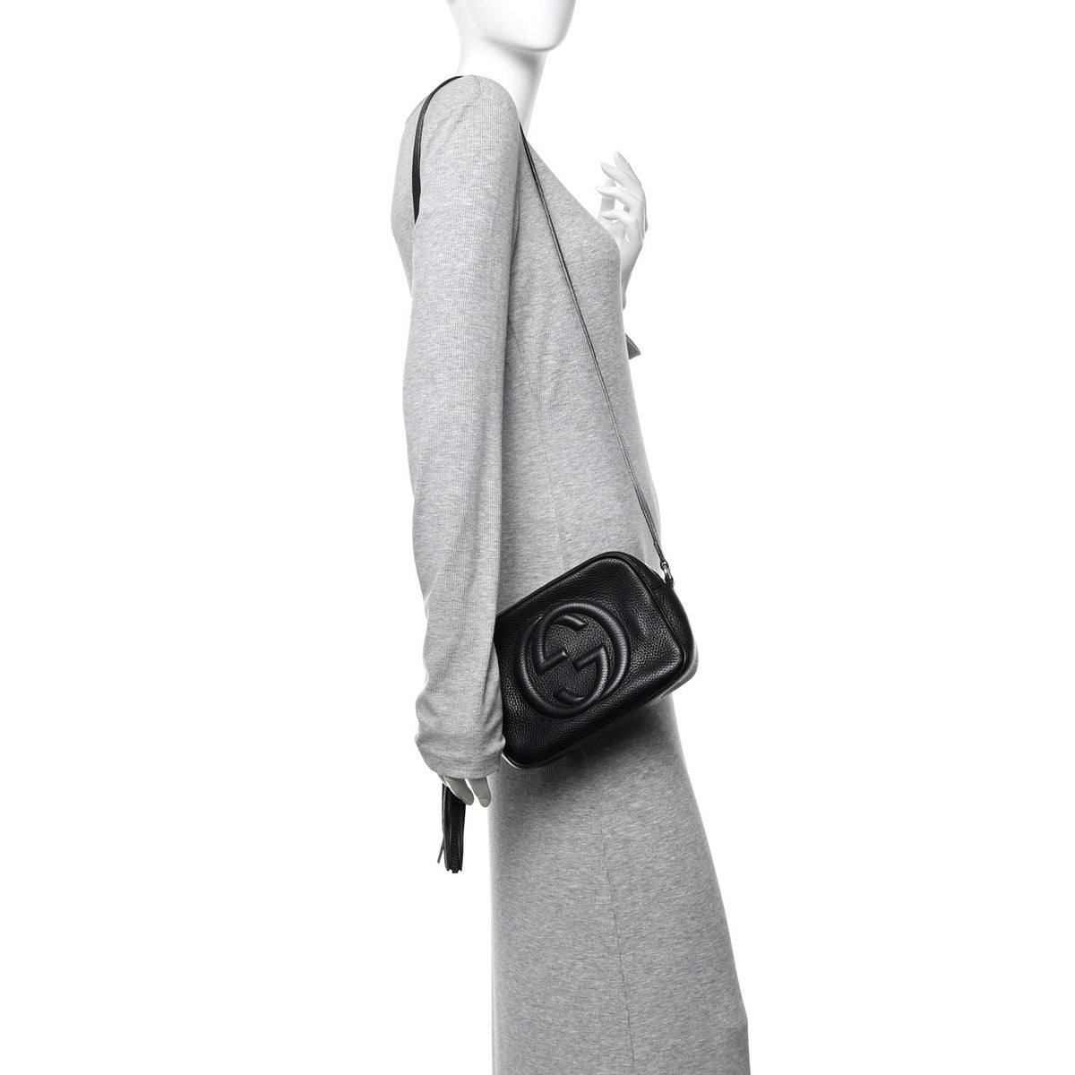 Pebbled Calfskin Small Soho Disco Bag Black